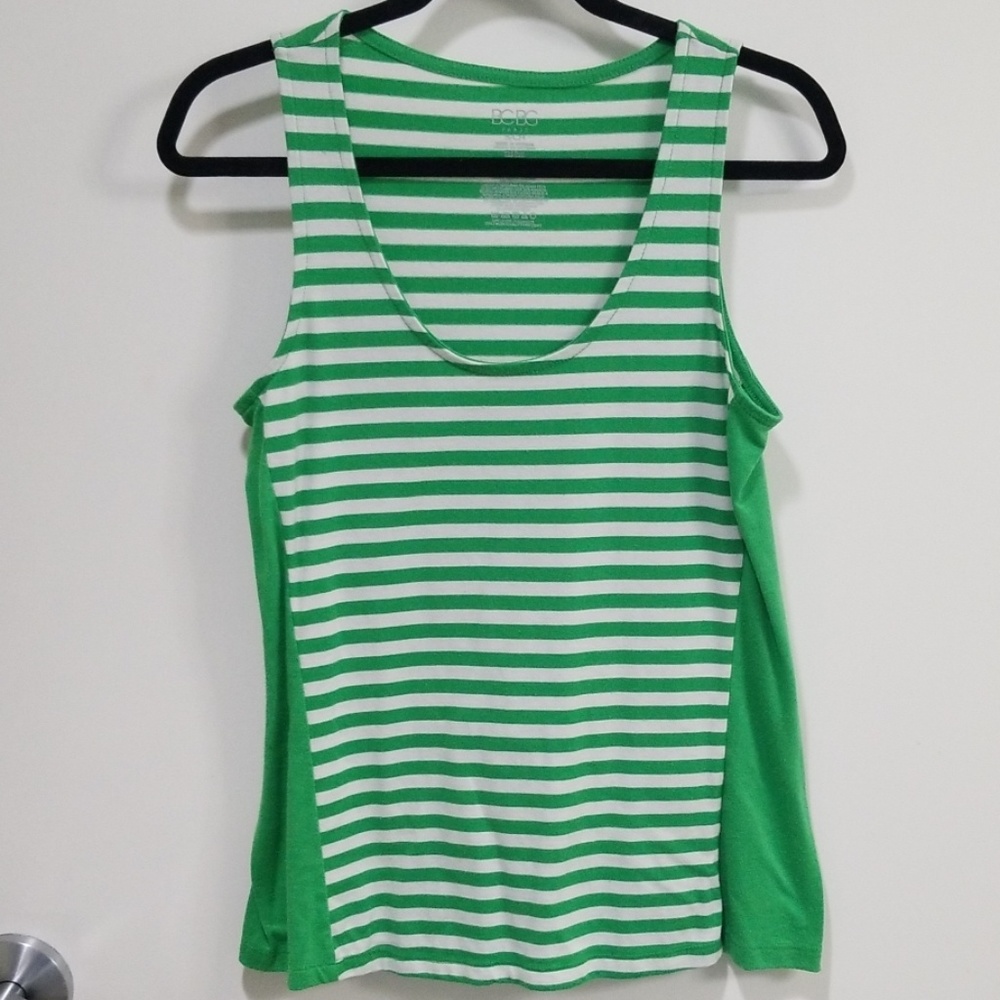 BCBG PARIS GREEN & WHITE STRIPED TANK SMALL